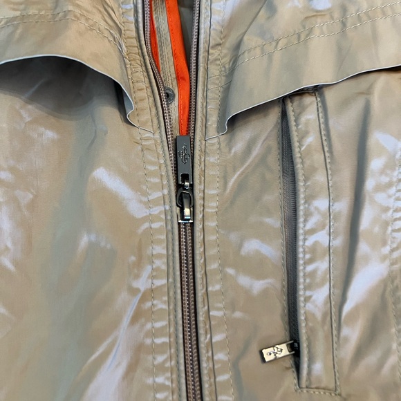 S Cole Haan Tan Packable Parka Rain Jacket Small Hooded Khaki Tan Brown Classic - Picture 3 of 16